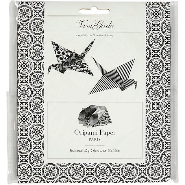 Produktbild 6 för Origamipapper svart mönstrade 15x15 cm 80 g 50 ark