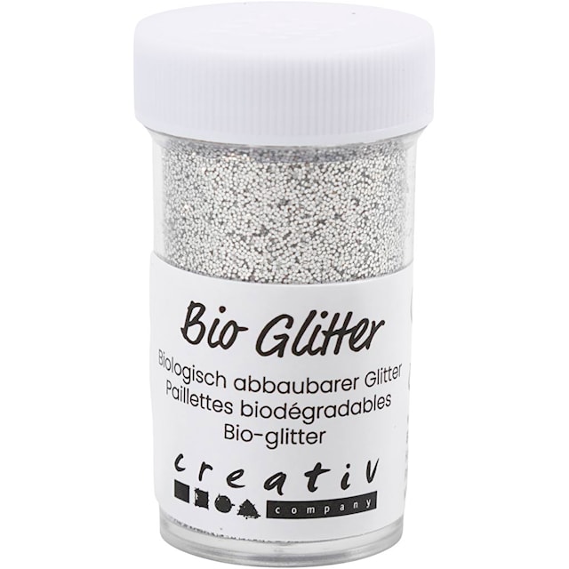 Produktbilde 1 for Biologisk nedbrytbart glitter, sølv, 27 ml, 15 g/ 1 boks