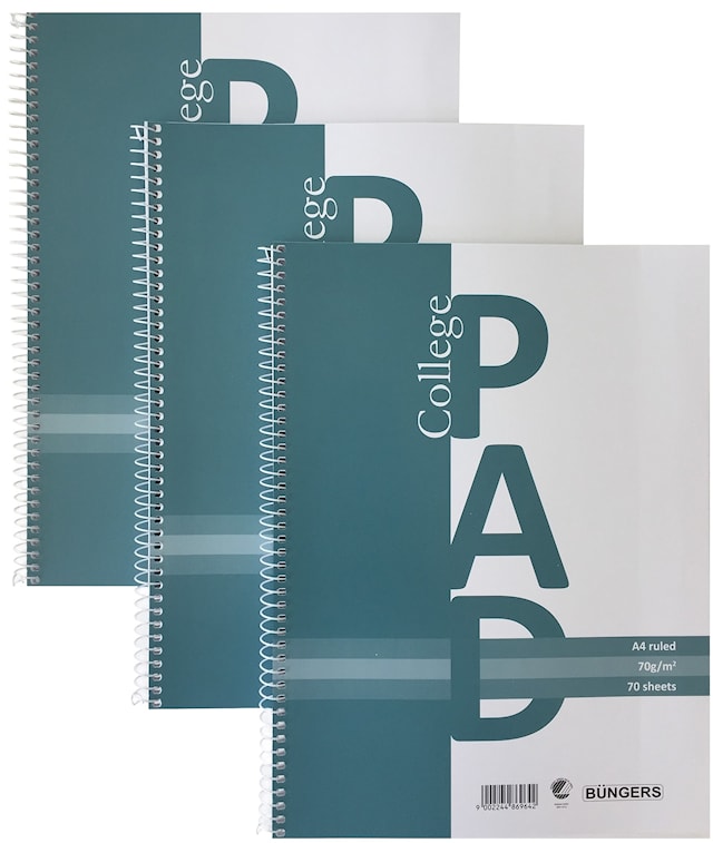 Kollegieblokk A4 Linjert 3-pk 70g/70Blad