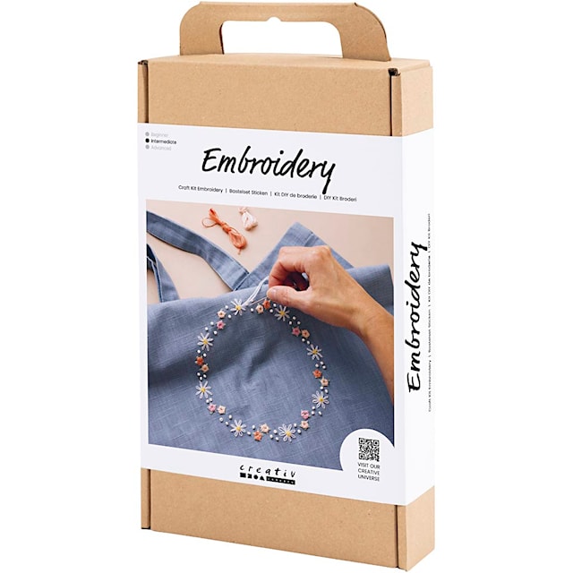 Produktbild 4 för DIY Kit Broderi, Textilkasse, duvblå, 1 förp.