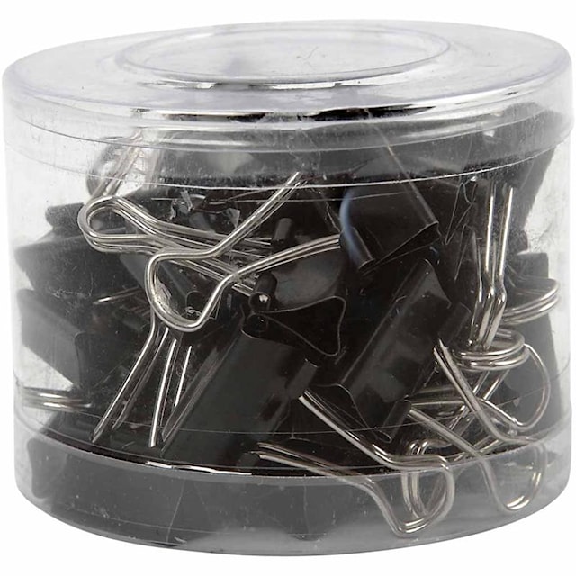 Tuotekuva 4 - Paperinpuristimet, Lev: 19 mm, musta, 40 kpl/ 1 pkt