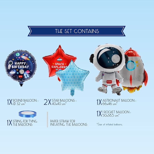 Tuotekuva 3 - Folioilmapallot Let's Party Avaruus 5-pakkaus Legami