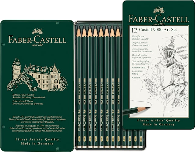 9000 Lyijykynä Setti 8B-2H Metallirasiassa Faber-Castell