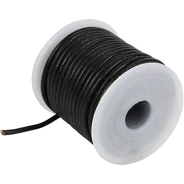 Lädersnöre 2 mm x 10 m Svart