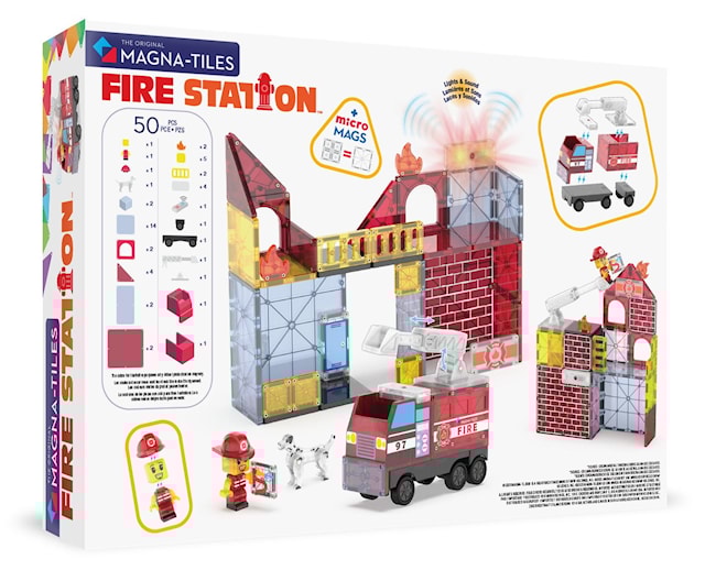 Produktbild 6 för Magna-Tiles Brandstation Magnetiska Byggklossar 50 Bitar