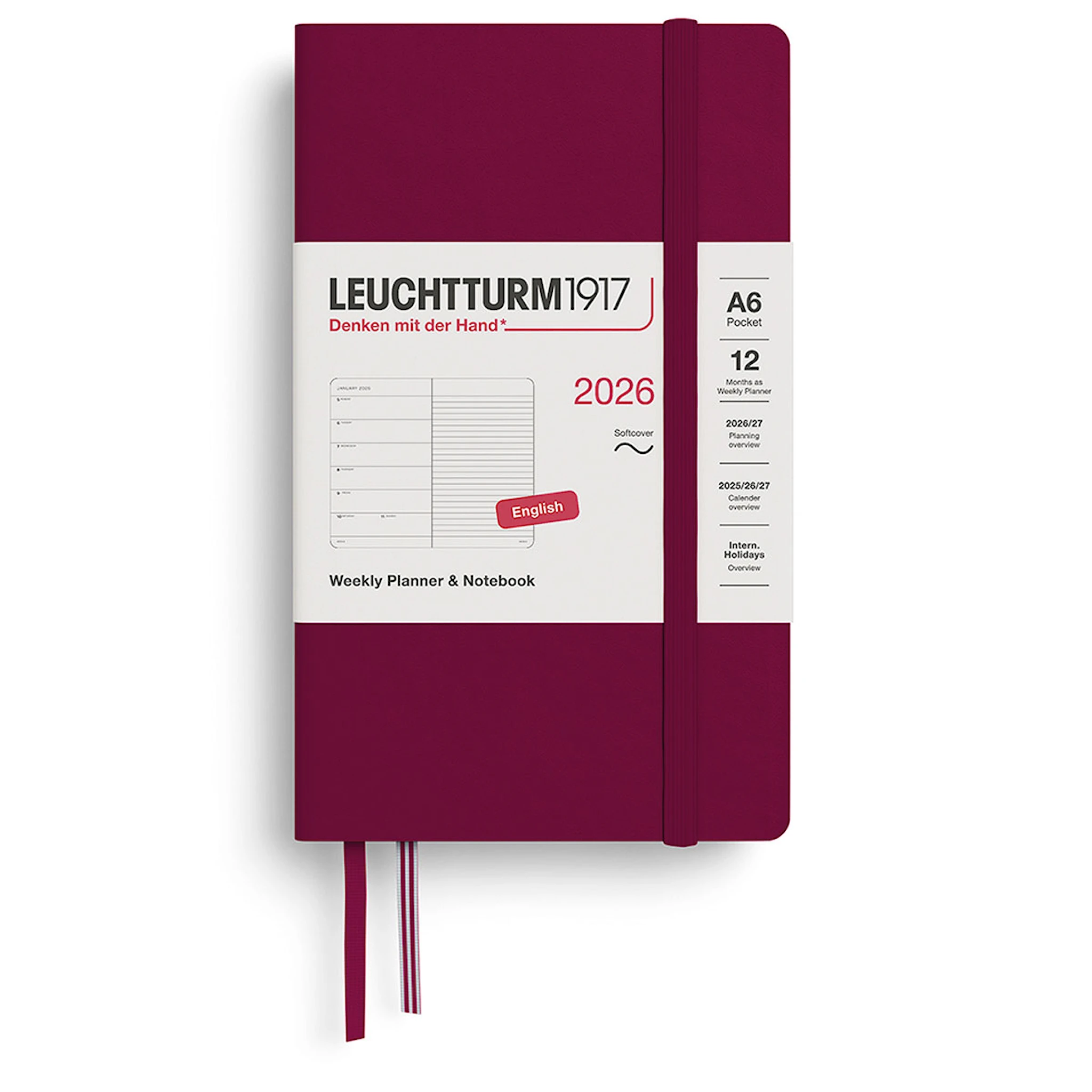 Produktbilde for Weekly Planner & Notebook 2026 A6 Soft Port Red Leuchtturm1917