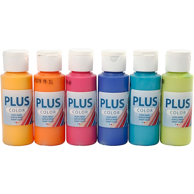 Tuotekuva 4 - Plus Color- Askartelumaali, värikäs, 6x60 ml/ 1 pkt