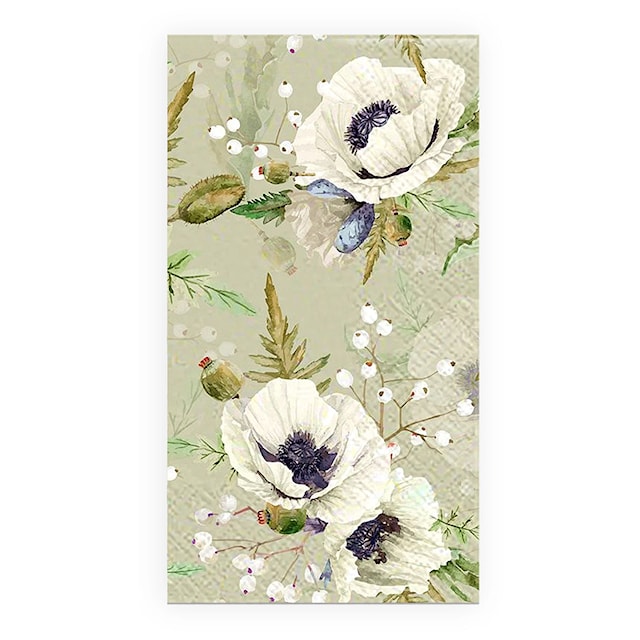 Produktbild 1 för Bufféservetter Vita Blommor 16-pack Ivars i Lanna