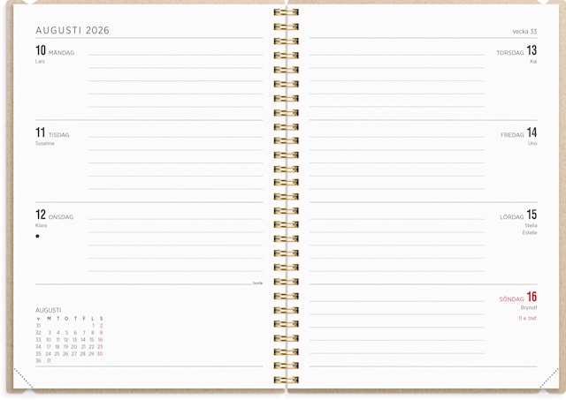 Produktbild 2 för Kalender 2026 A5 Senator Story Rutor Beige Burde