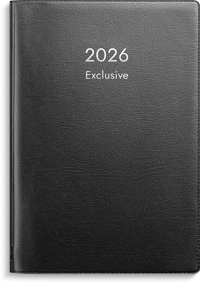 Tuotekuva 1 - Kalenteri 2026 Exclusive musta muovikansi 83x127 mm Burde
