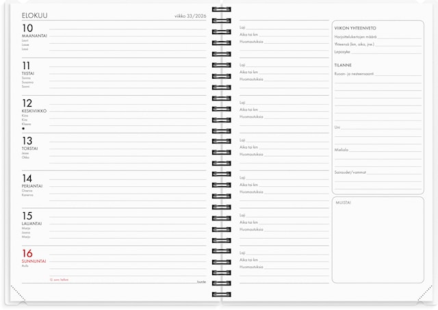 Tuotekuva 3 - Kalenteri 2026 Kuntokalenteri A5 Burde