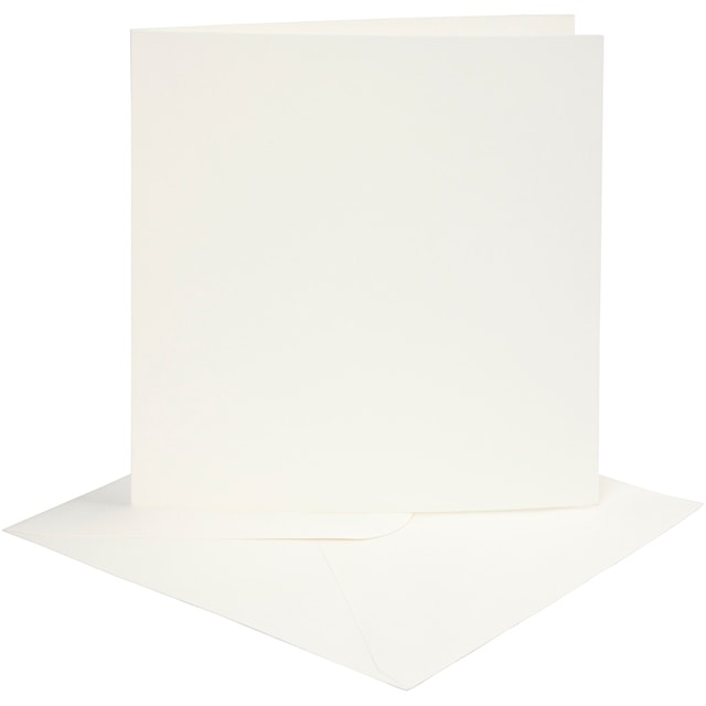 Tuotekuva 3 - Korttipohja-/kirjekuoripakkaus, kortin koko 15,2x15,2 cm, kirjekuoren koko 16x16 cm, 220 g, luonnonvalkonen, 4 set/ 1 pkt