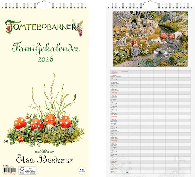 Produktbild 3 för Väggkalender Tomtebobarnen 2026 Almanacksförlaget