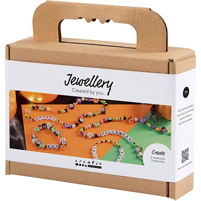 Produktbild 3 för Mini DIY Kit Halloween Bokstavspärlor Smycken Halsband och armband 1 förp.