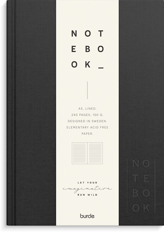 Produktbilde 1 for Notatbok A5 Svart tekstil, Linjert, Burde