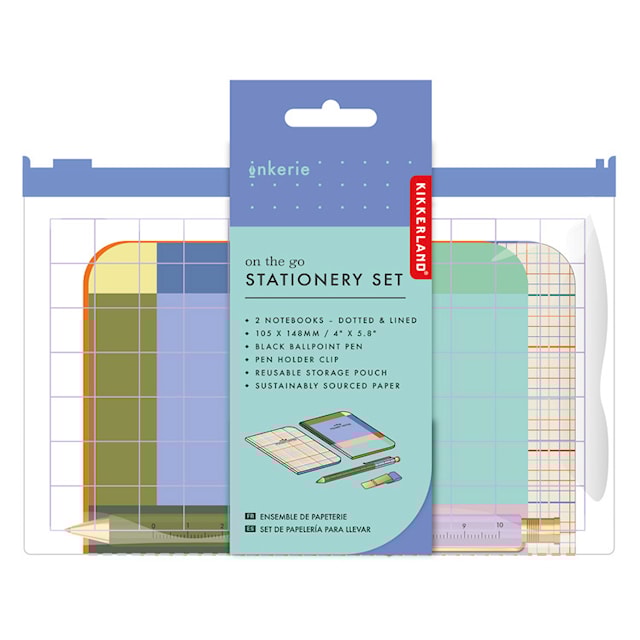 Tuotekuva 4 - Kirjoitussetti muistikirjoilla, kuulakärkikynällä ja kynätelineellä Inkerie