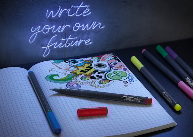 Produktbild 2 för Fiberpenna Grip Finepen 0.4 mm 10-p, Faber-Castell