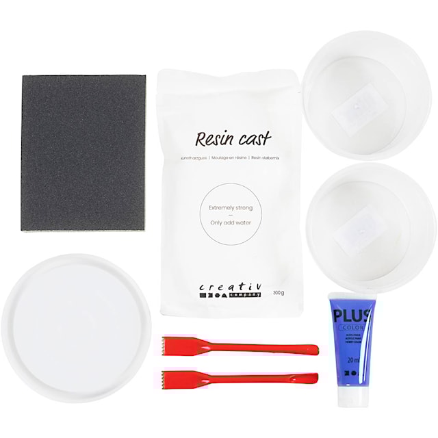 Produktbilde 4 for DIY Kit Resin Støping, Rundt brett med marmorering, blå, hvit, 1 pk.