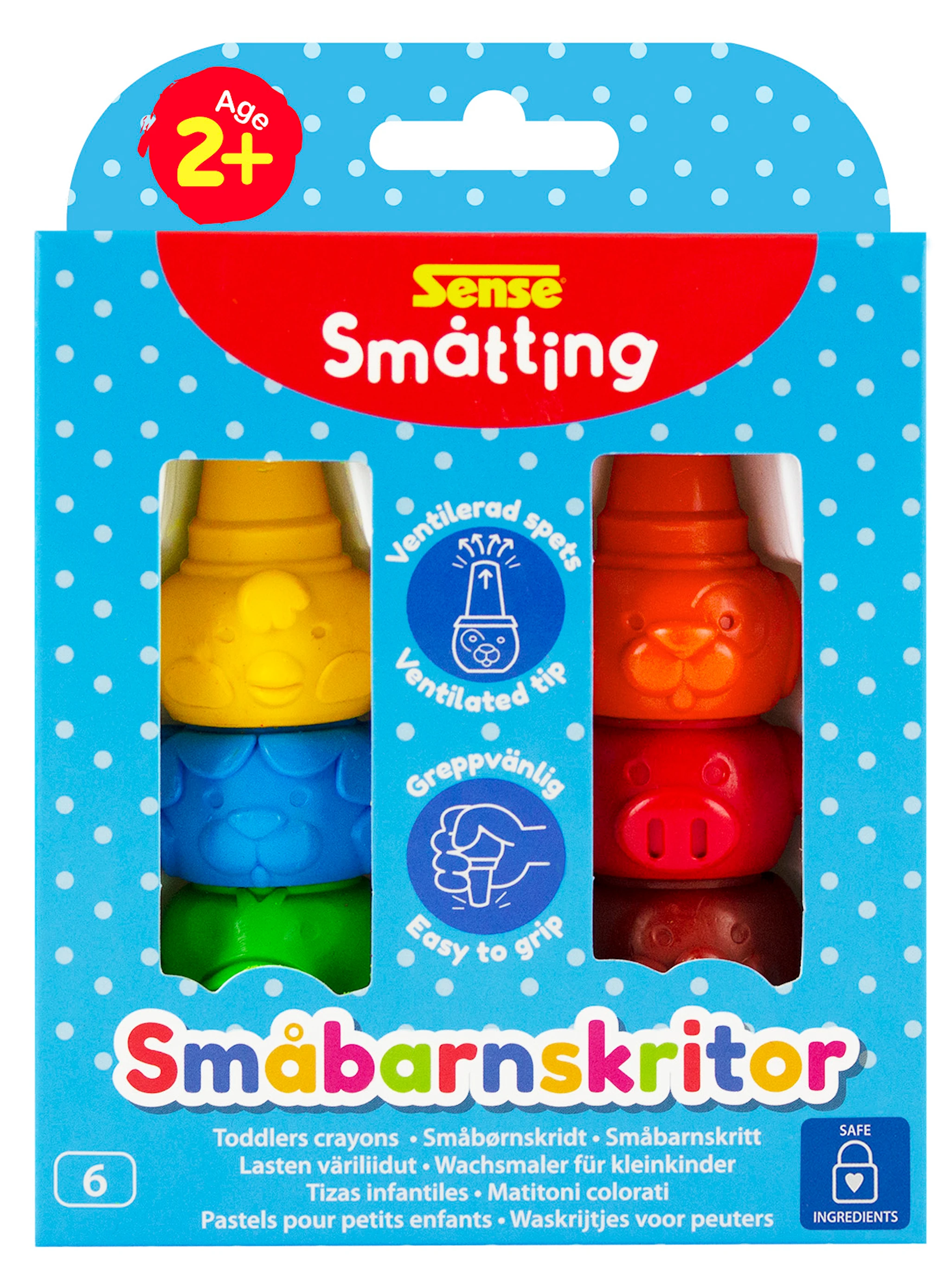 Tuotekuva ille Sense Pienten lasten väriliidut, 6 kpl