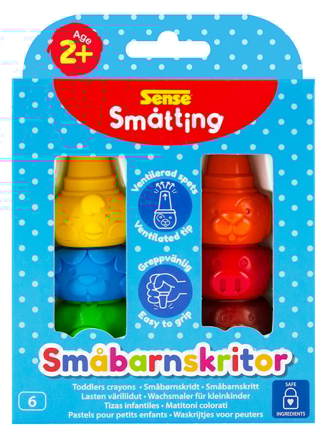 Produktbild 1 för Småtting Småbarnskrita från 2 år 6-pack Sense