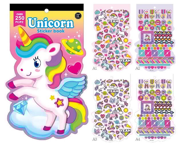 Produktbilde 1 for Klistremerkebok Enhjørning 250 stk Suntoy