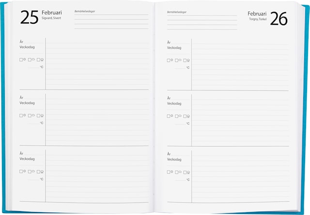 Tuotekuva 2 - Kolmen Vuoden Päiväkirja Pellavatekstiiliä Turkoosi Burde