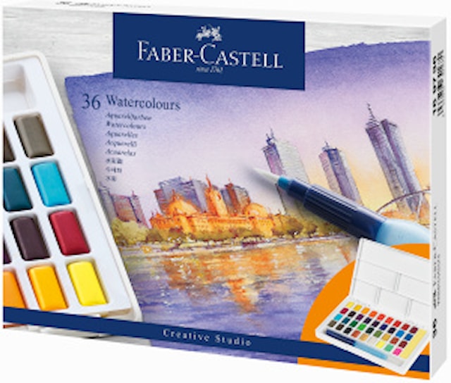 Produktbild 2 för Akvarellfärger Creative Studio Färgkakor Etui med 36 Färger Faber-Castell