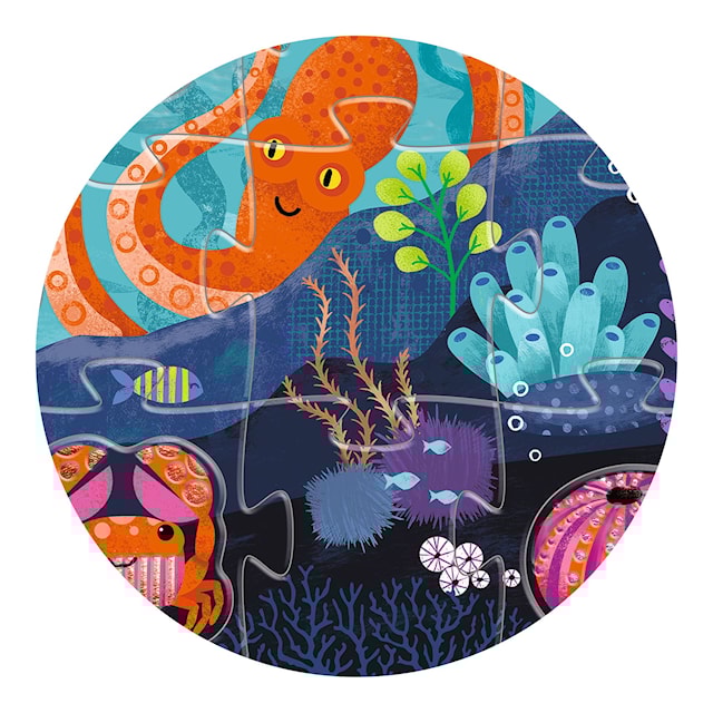 Tuotekuva 5 - Suuri Palapeli Jännittävillä Paloilla 32 Palaa Kalat ja Merieläimet + Tuntopalapelin Palat Djeco