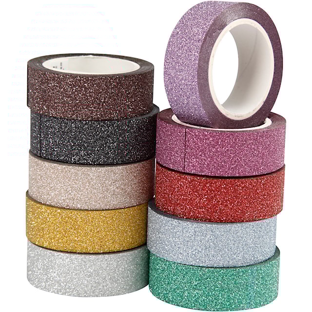 Produktbild 4 för Washitejp Glitter bredd 15 mm x 10 m 10-pack