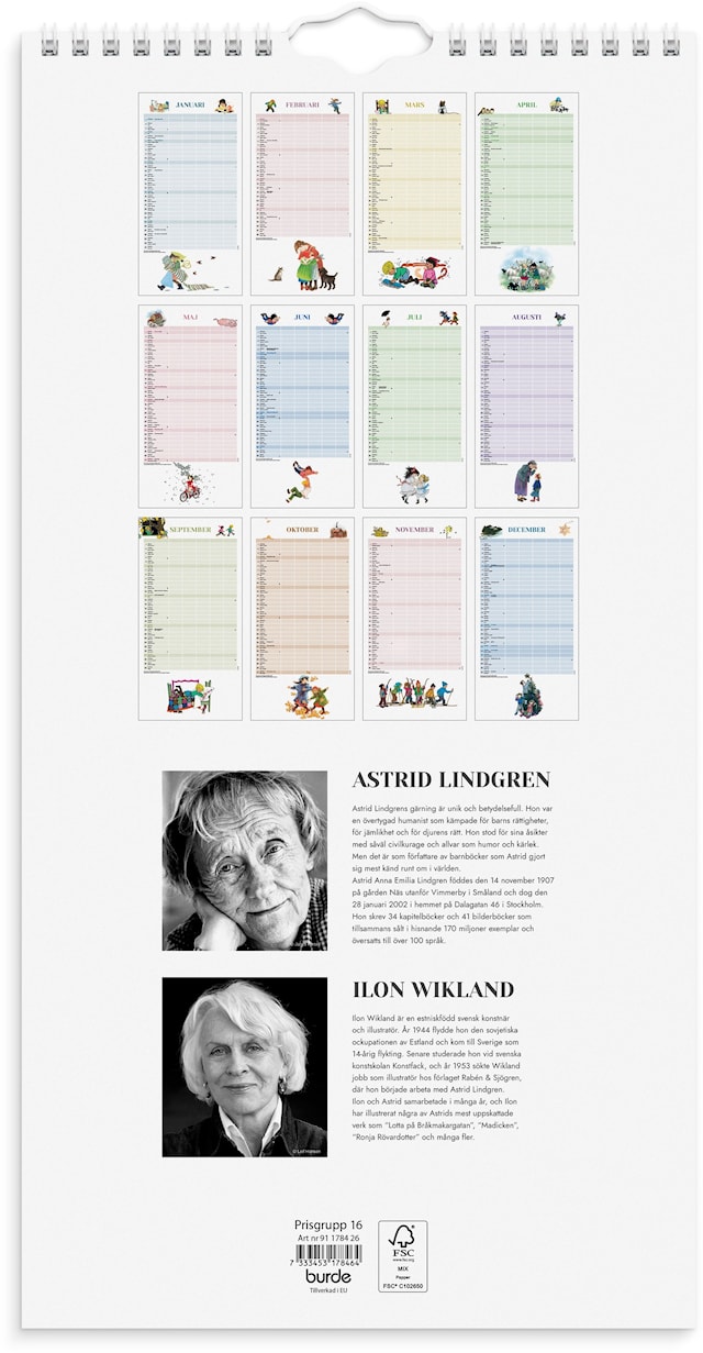 Tuotekuva 3 - Familjekalender 2026 Ilon Wikland 220x430 mm Burde