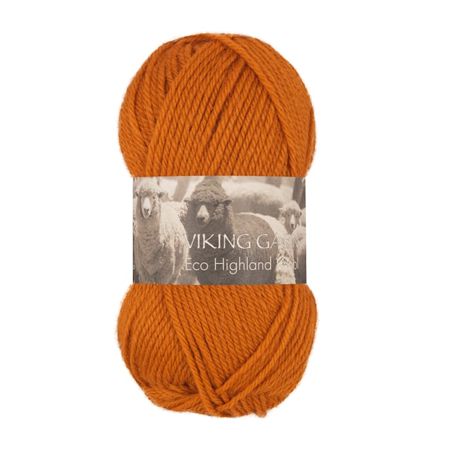 Highland Eco Wool Garn 50 g Brent oransje 244 Viking Garn