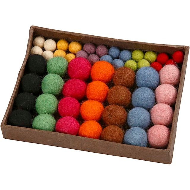 Produktbilde 2 for Filtkuler, dia. 10+20 mm, ass. farger, 52 stk./ 1 pk.