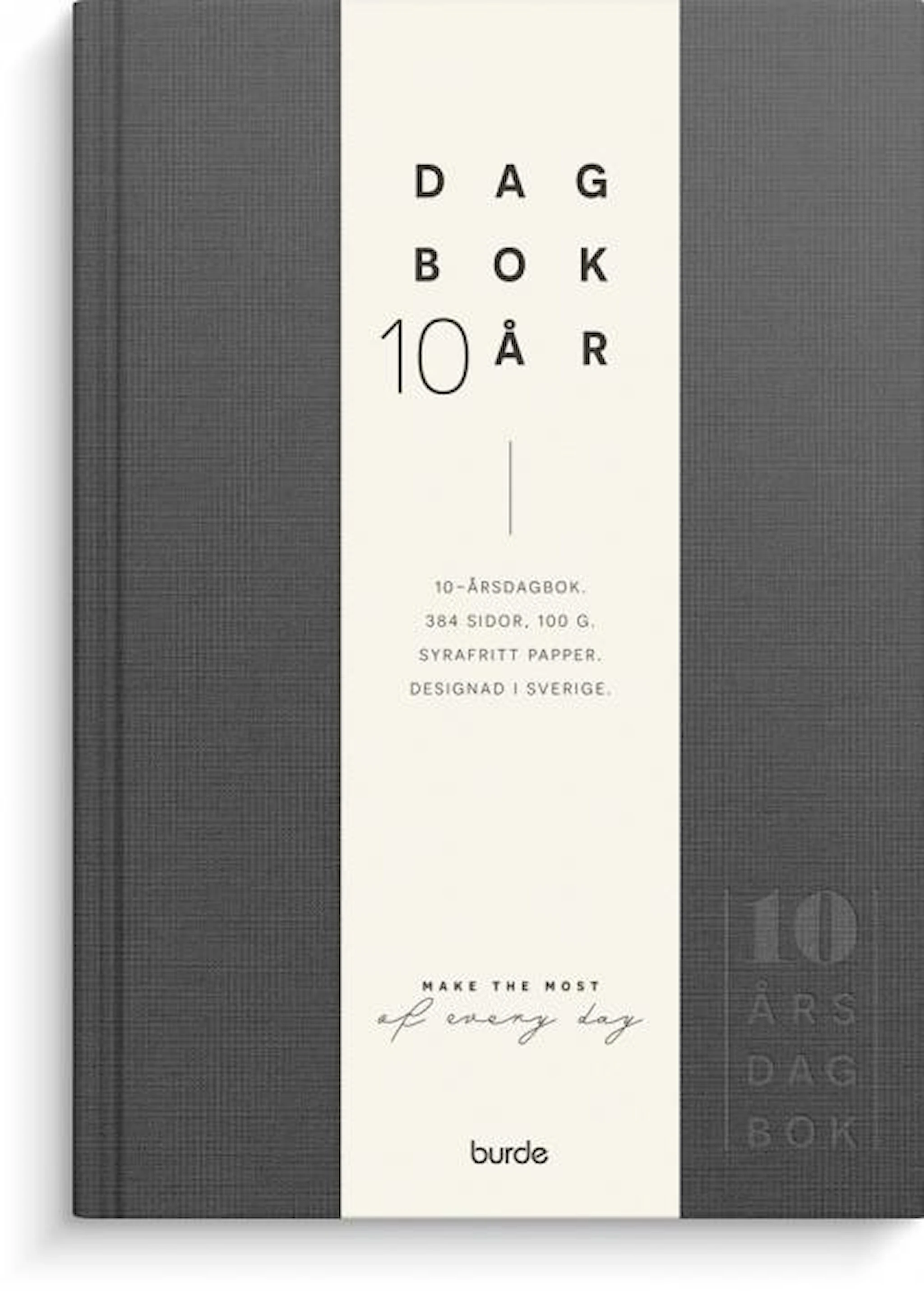 Produktbild för 10-årsdagbok Linnetextil Mörkgrå, Burde