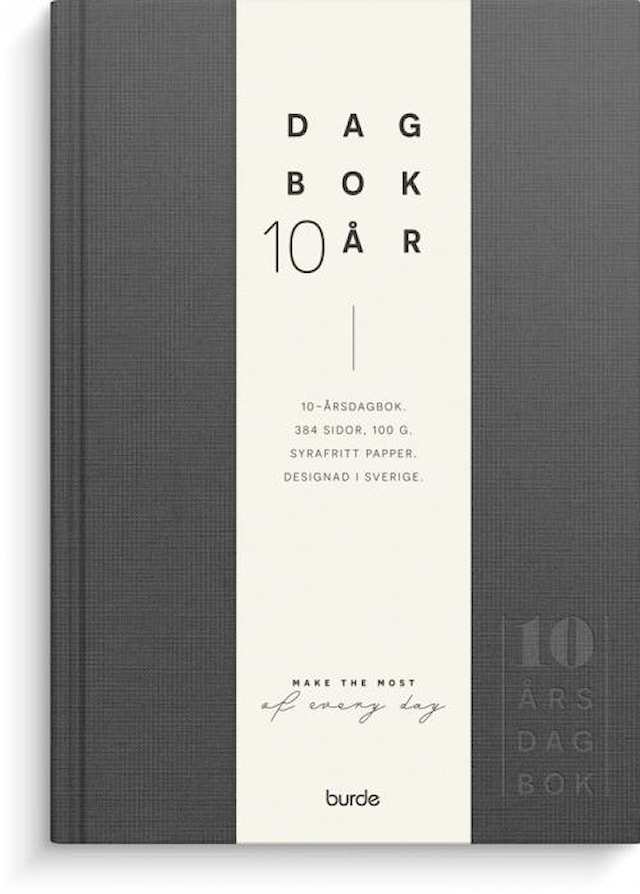 Produktbild 1 för 10-årsdagbok Linnetextil Mörkgrå, Burde
