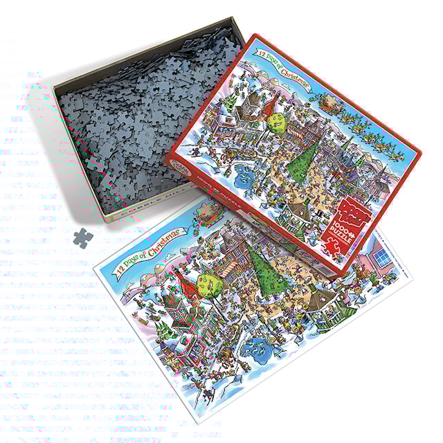 Produktbilde 3 for Puslespill Random Cut - DoodleTown: 12 Days of Christmas 1000 brikker, Cobble Hill