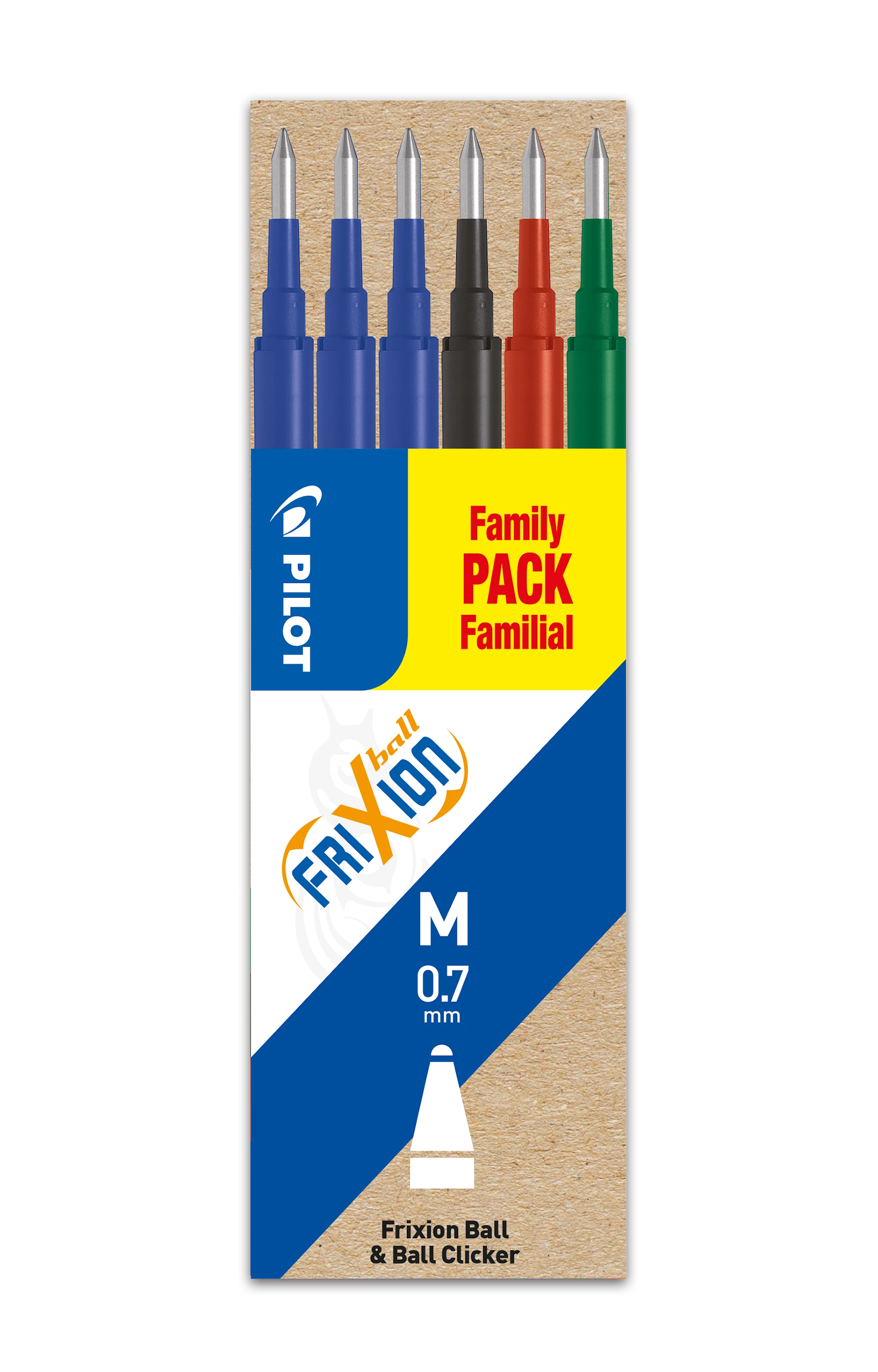 Tuotekuva ille 6 sarja - 0 - Ball 0.7 - Musta, Sininen, Punainen, Vihreä - Medium-kärki Pilot