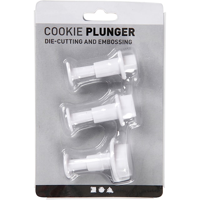 Tuotekuva 2 - Muovailumuotit leimasimella, sydän, halk. 2+2,3+3 cm, valkoinen, 3 kpl/ 1 pkt