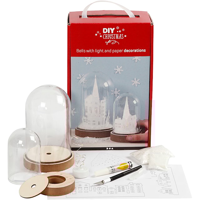 Produktbilde 1 for Materialsett til klokker med innvendig pynt, H: 12,5+18 cm, 2 stk./ 1 pk.