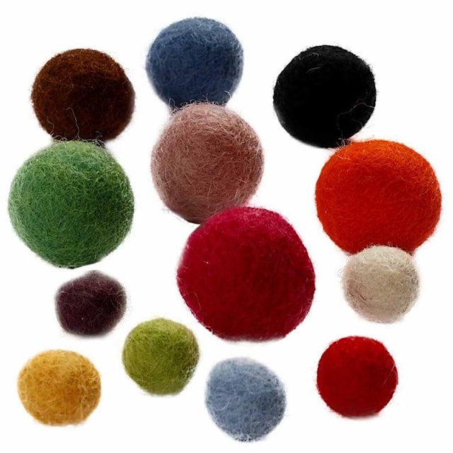 Produktbild 1 för Ullpärlor dia 10+20 mm Mix 52 st