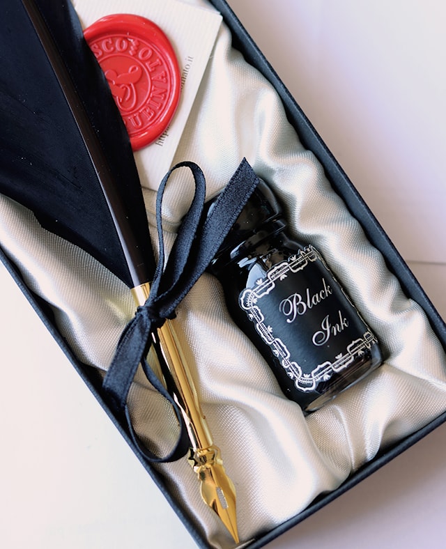 Produktbild 3 för Kalligrafiset med svart Fjäderpenna & Bläck Rubinato