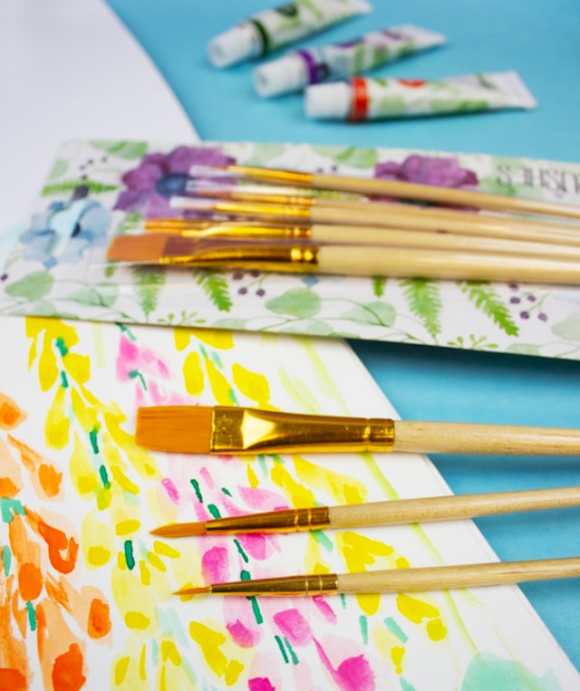 Produktbilde 2 for Penselsett fra Sense for akvarell, 5 stk. med syntetisk bust