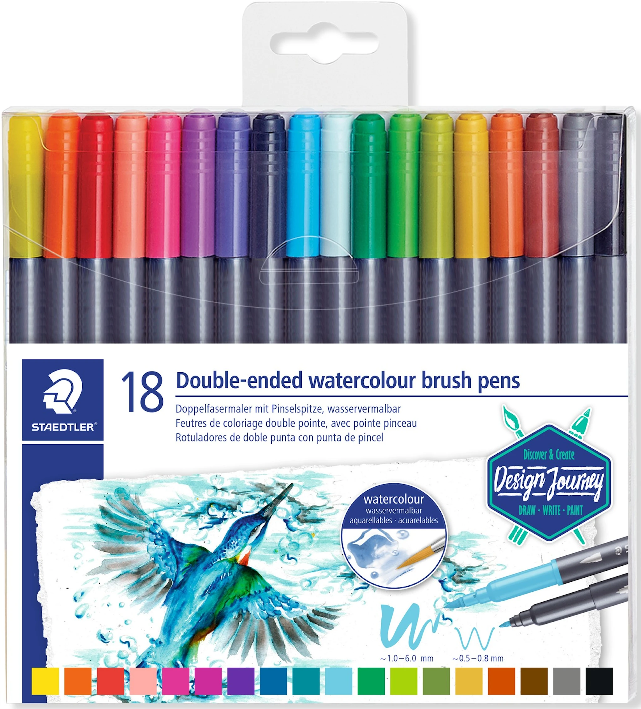 Produktbild för Marsgraphic Duo Brushpens 18-p Design Journey Staedtler