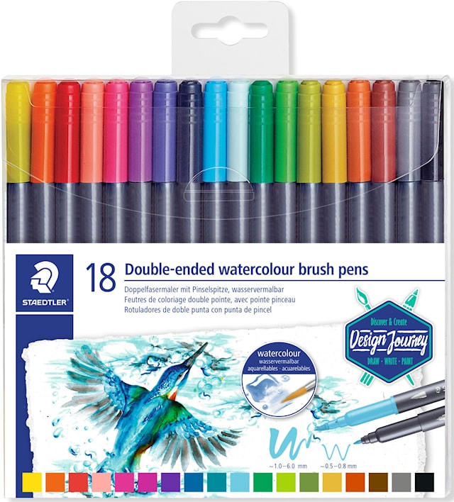 Produktbild 1 för Marsgraphic Duo Brushpens 18-p Design Journey Staedtler