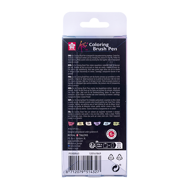 Produktbilde 3 for Sakura Koi Colouring Brush Pen Pasteller 6-sett