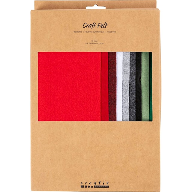 Produktbilde 4 for Hobbyfilt, A4, ark 210x297 mm, tykkelse 2 mm, julefarger, 10 stk./ 1 pk.