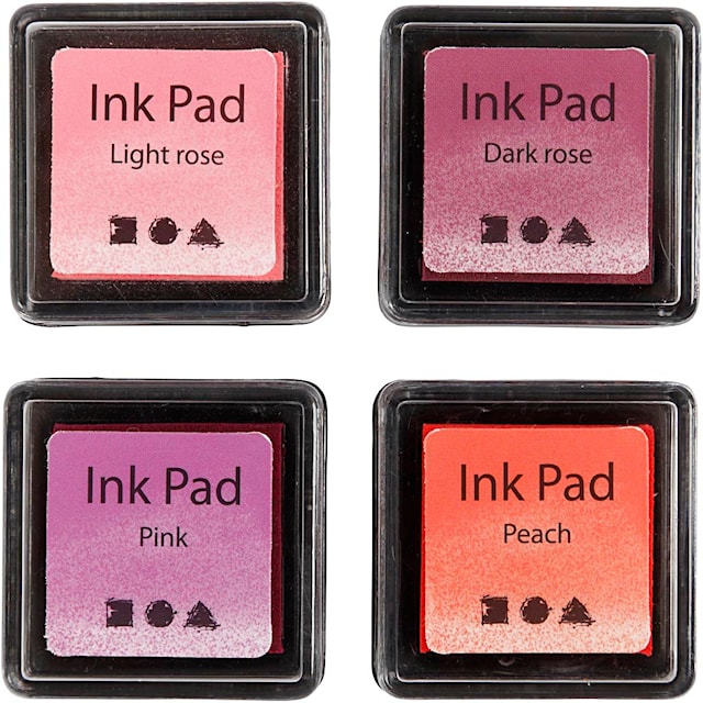 Produktbilde 1 for Stempelpute, H: 2 cm, str. 3,5x3,5 cm, Fersken, pink, lys rosa, mørk rosa, 4 stk./ 1 pk.