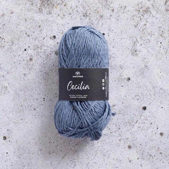 Cecilia Garn Lin- och bomullsmix 50 g blågrå 66 Svarta Fåret