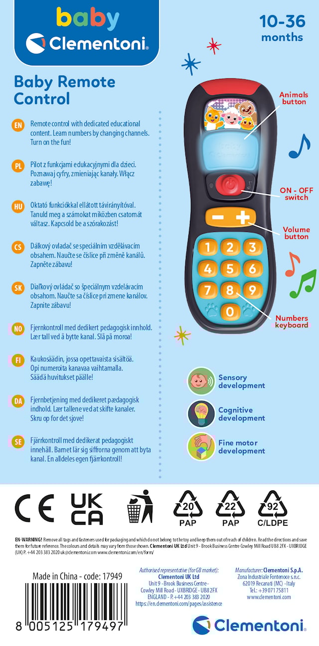 Tuotekuva 4 - Vauvan kaukosäädin äänellä ja valolla Clementoni