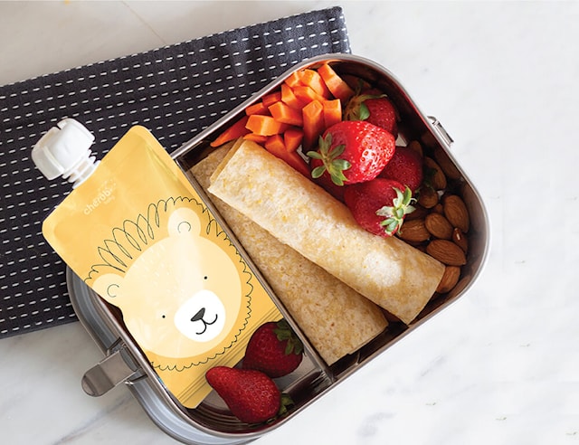 Tuotekuva 4 - Uudelleenkäytettävät ruokapussit Squeezebag Animal 5-Pack Cherub Baby