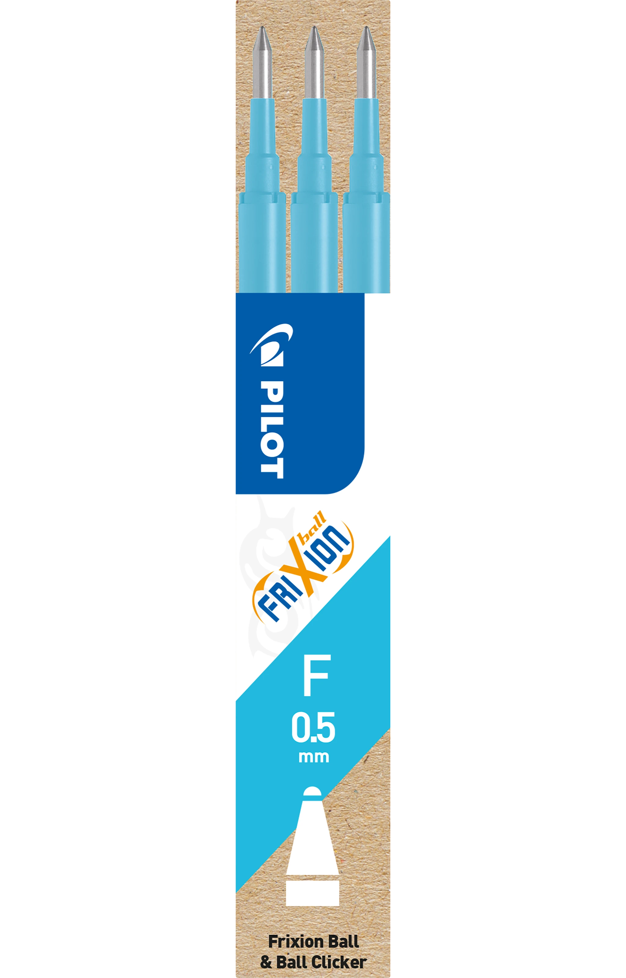 Tuotekuva ille Pilot Täyttöpatruuna Refill Frixion Ball Clicker 0,5 mm, vaaleansininen, 3 kpl/pakkaus
